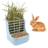 Litewoo Rabbit Hay Feeder 2 in 1 Automatic Small Animal Food Bowl Feeding Cage Accessories (Blue)