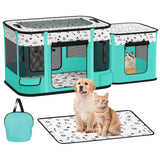 DESELL Cat Playpen Divisible Kitten Puppy Dog Playpens Pet Portable Foldable Play Pen Indoor Outdoor Collapsible Tent Crate Kennel Cage with Washable Pee Pad (32"x25"x21")