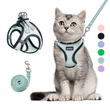 Cat Harness and Leash Set Soft and Breathable Vest with Reflective Strip (Light Green XS)