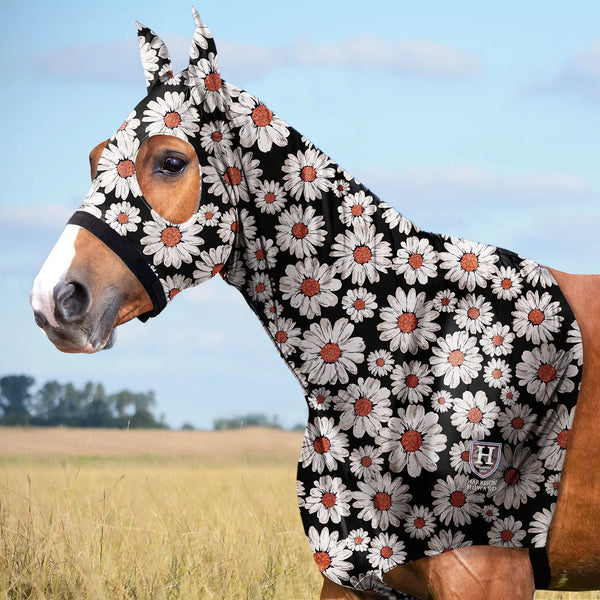 Harrison Howard Soft Horse Hood All-Covered Comfortable Sleezy for Horses with Zipper Daisy L