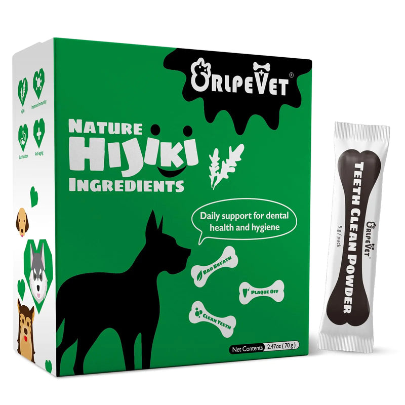 Orlpevet Teeth Clean Powder for dogs Dog Breath Freshener TartarPlaque Remover Dental care powder for smallmediumlarge dogs Organic pet supplies-75g