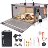 Puppy Incubator with Heating and Oxygenator Incubator for Puppies Kitten Incubator Dog Incubator for Puppies Puppy Whelping Supplies with Puppy Bed Mat Temperature and Humidity Detection
