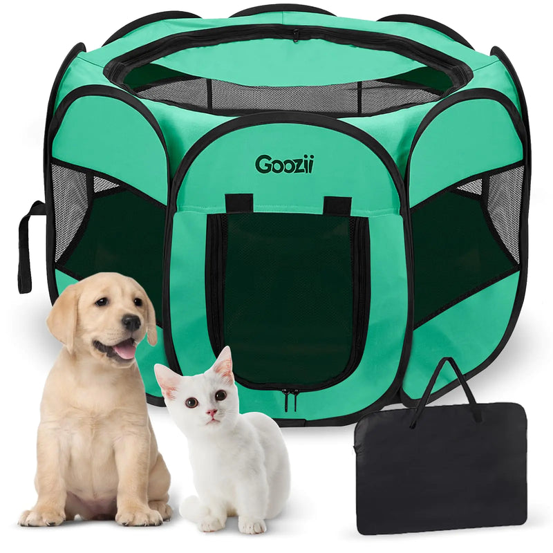 Goozii Portable Dog Playpen for Small Dogs - Green