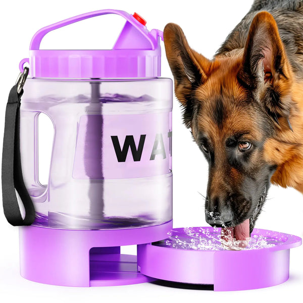 77oz Portable Dog Travel Water Bottle with Pull-Out Bowl Dispenser