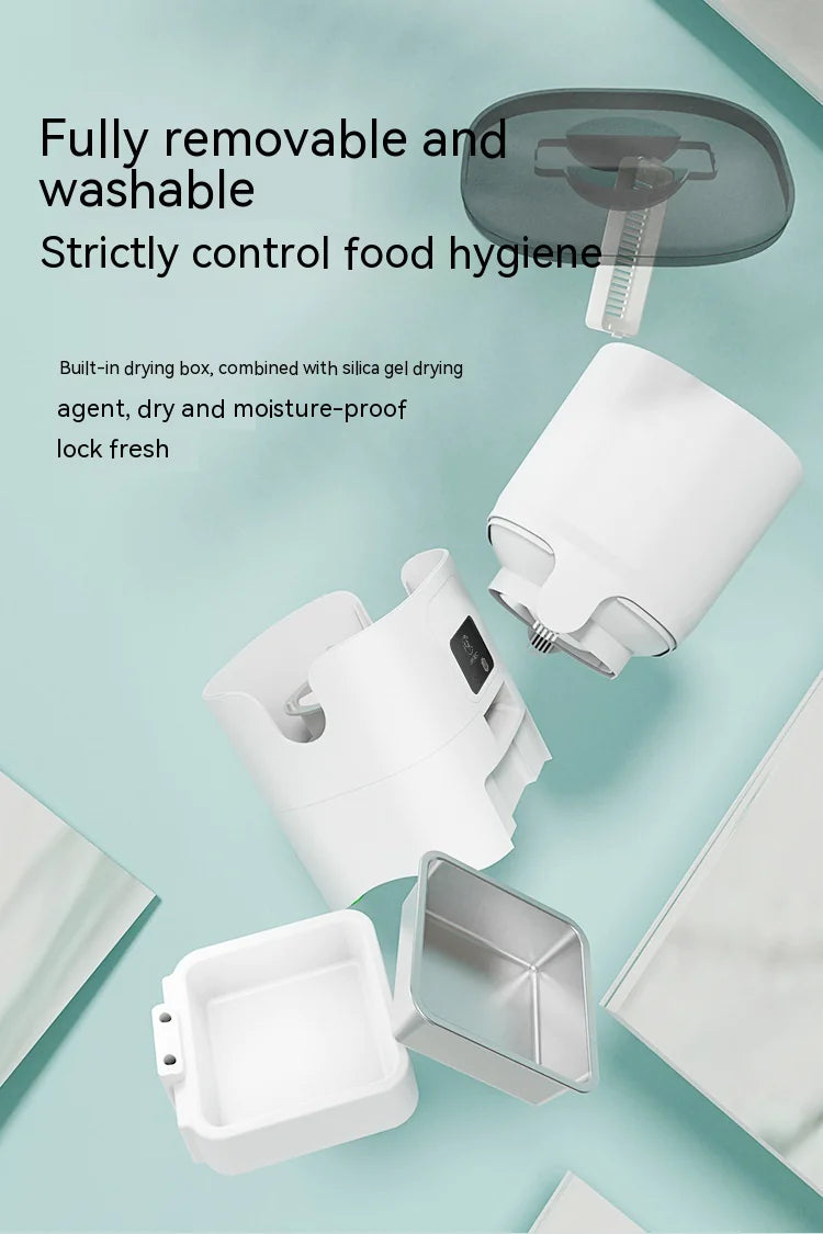 6L Automatic Pet Feeder parts showcase easy cleaning and moisture control for your pet’s fresh meals at home.