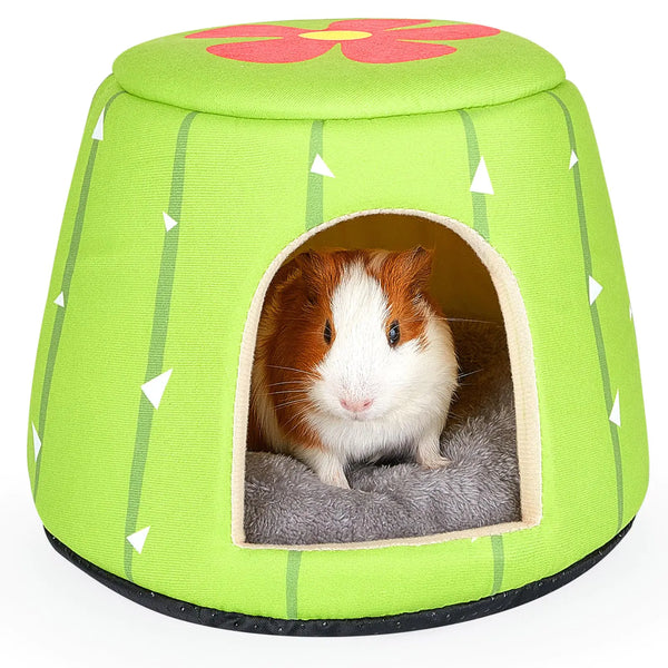 Glittme Guinea Pig Hideout 2 in 1 Guinea Pig Bed with Removable Pad Washable Bunny Bed Foldable Guinea Pig Accessories for Guinea Pig Cages Guinea Pig Bunny Hamster Hedgehog Rabbit
