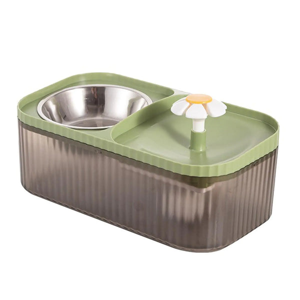 2 in 1 Cat Automatic Water Fountain and Food Bowl Dispenser (Green)