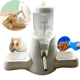 Hamster Water and Food Dispenser Set Stand Water Bottle Holder Food the Bowl for Dwarf Hamsters Gerbil Hedgehog Small Animals Hamster Cage Accessories Mini Pets Stuff (Blue 80 ml)