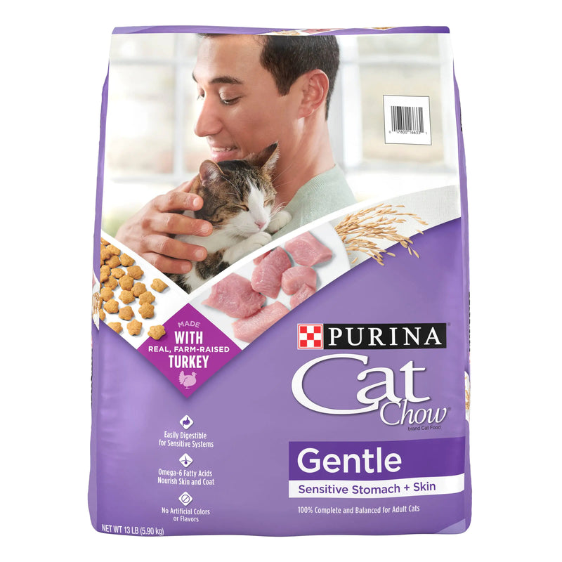 Purina Cat Chow Gentle Dry Cat Food Sensitive Stomach + Skin - 13 lb. Bag