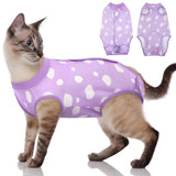 FUAMEY Cat Recovery Suit for Cats SpayCat Onesie Abdominal Wounds Surgical Shirts Kitten Skin Protection Bodysuit Cat Anti Licking Wear Female Cats Weaning Clothes Alternative to Cone Purple M