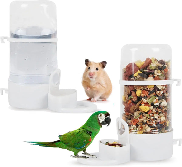 2 Pcs Automatic Bird Feeder Water Dispenser and Drinker Set for Cage Hanging