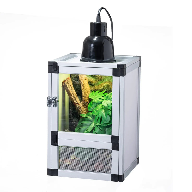 Toxirium 8" x 8" x 12" Bright White Reptile Cage Rainforest Habitat with Acrylic Door Ventilated Terrarium for Geckos Frogs Snakes Easy Assembly