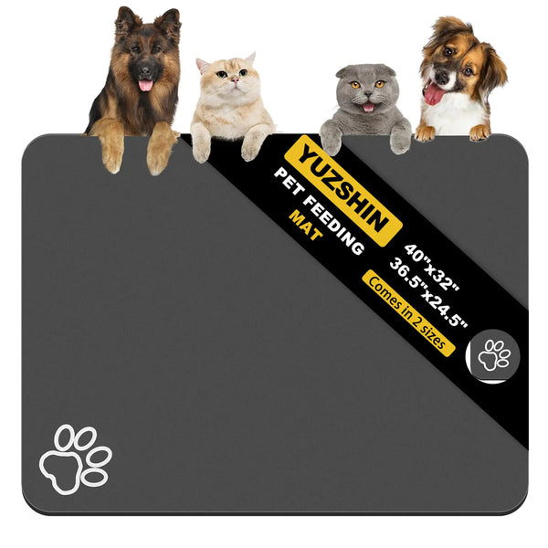 Dog Food Mat Largest Absorbent Dog Mat for Food and Water Non Skid Cat & Dog Bowl Mat No Stains Quick Dry Pet Food Mat Dog Water Dispenser Mat Pet Supplies Mat for Messy Drinkers (40"x32")