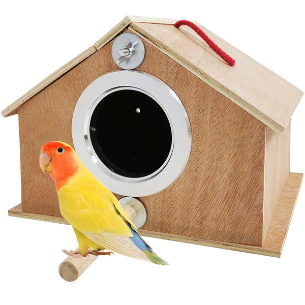 kathson Parakeet Nest Box Bird Nesting House Parrot Breeding Mating Box for Lovebirds Cockatiel Budgie Finch (10.1x8.5x7.3)